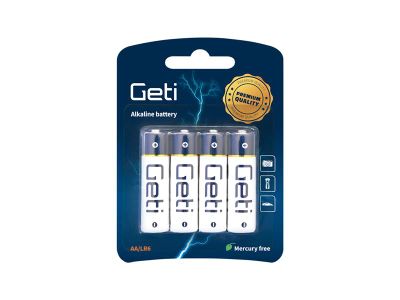 Batérie AA (LR6) alkalická GETI 1,5V Blister 4ks