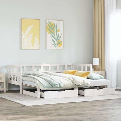 vidaXL Rozkladacia denná posteľ s matracmi bez matraca biela 90x190 cm
