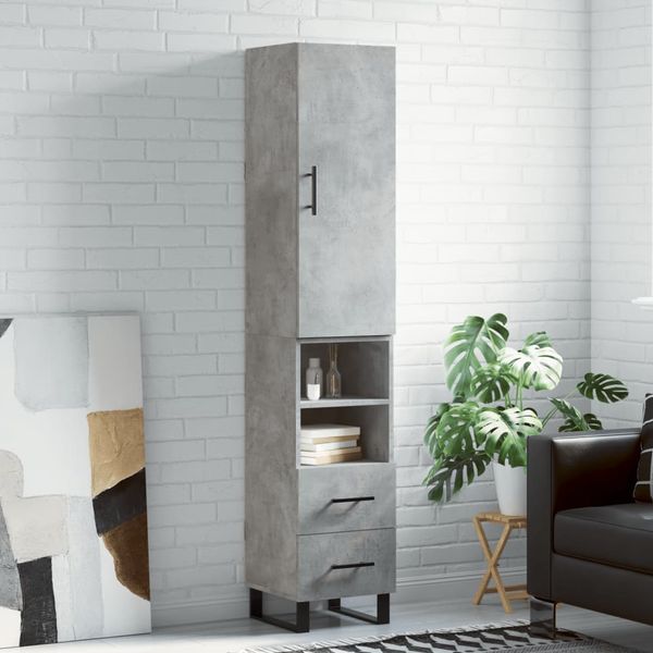 vidaXL Vysoká skrinka betónová sivá 34,5x34x180 cm spracované drevo