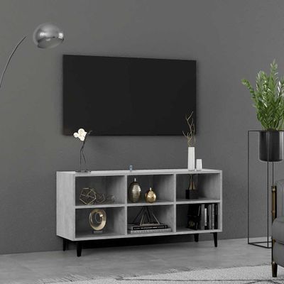 vidaXL TV skrinka s kovovými nohami betónovo-sivá 103,5x35x50 cm