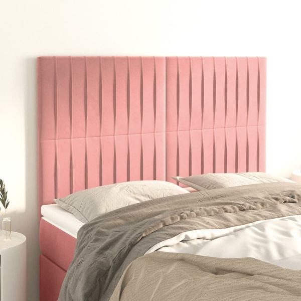 vidaXL Čelo postele ružové 144x5x118/128 cm zamatové