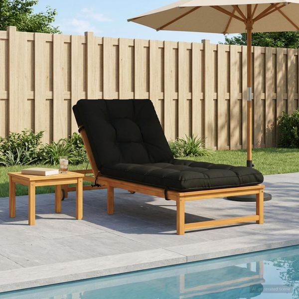 vidaXL Vankúš na ležadlo VIANEN 100% polyester Čierna 200 x 90 x 8 cm
