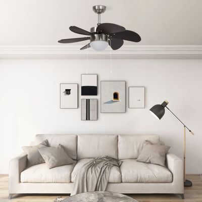 vidaXL Stropný ventilátor s osvetlením 76 cm tmavohnedý