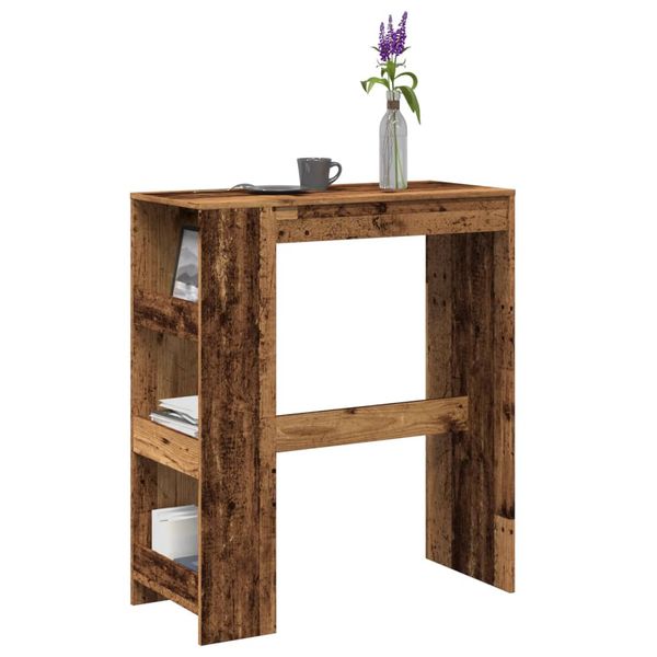 vidaXL Barový stôl s policami staré drevo 90x40x103,5 cm kompoz. drevo