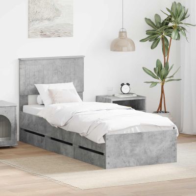 vidaXL Rám postele Betónová šedá 75 x 190 cm Inžinierske drevo