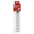 Predlžovací kábel EMOS P1513FC / 3 m / 5 zásuviek / s vypínačom / bielo-sedý / 1×USB-A + 1×USB-C / 1,5 mm2