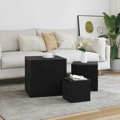 vidaXL Hniezdiaci stôl 3 pcs Čierny dub Kompozitné drevo