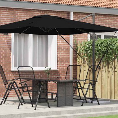 vidaXL Roma Parasol Čierna 286 x 284 x 265 cm Hliník a polyester
