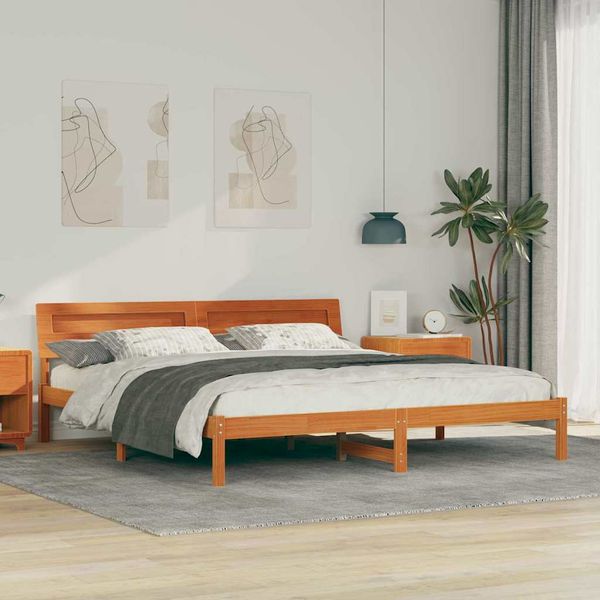 vidaXL Rám postele Hnedá 200 x 200 cm Masívne borovicové drevo