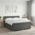 vidaXL Posteľ boxspring s matracom Tmavosivá 200 x 200 cm Látka