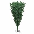 vidaXL Obrátený umelý predsvietený vianočný stromček s guľami 210 cm