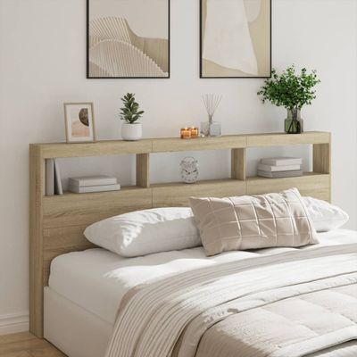vidaXL Skrinka na čelo postele s LED dub sonoma 200x17x102 cm