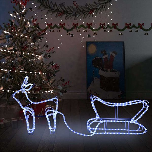 vidaXL Vianočná vonkajšia dekorácia so sobmi a saňami 252 LED diód