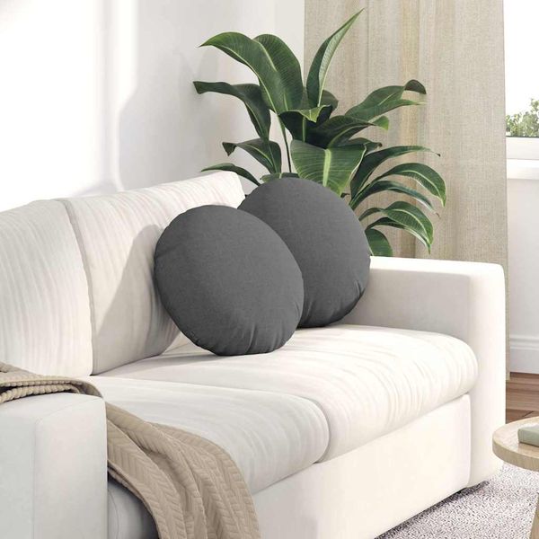 vidaXL Vankúše na sedenie 2 pcs Tmavo šedá Ø40 x 13 cm látka