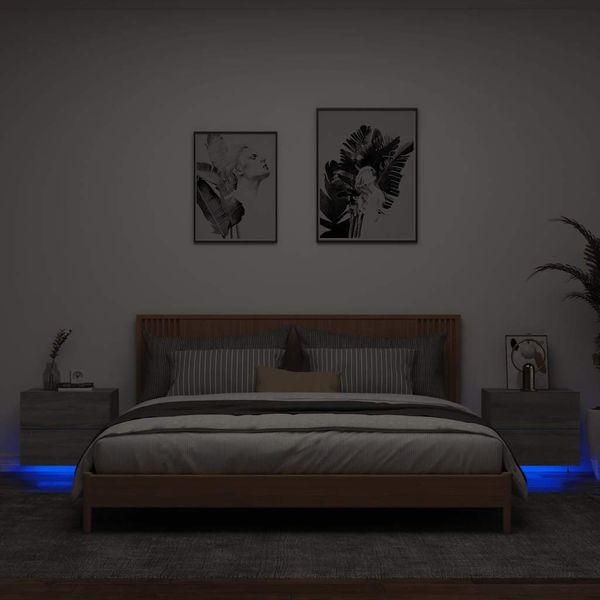 vidaXL Nástenné nočné skrinky s LED osvetlením 2 ks sivé sonoma