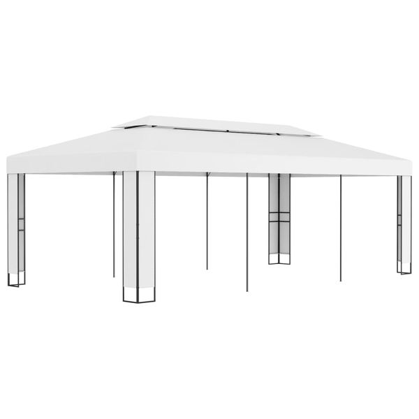 vidaXL Altánok s dvojitou strieškou 3x6 m, biely