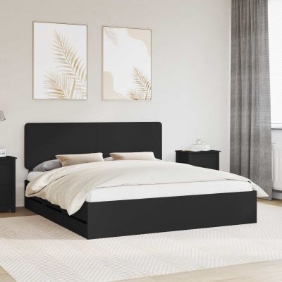 vidaXL Rám postele so zásuvkou Čierna 180 x 200 cm Inžinierske drevo