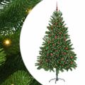 vidaXL Vianočný stromček s 300 LED-i so stojanom Zelená 210 cm PE