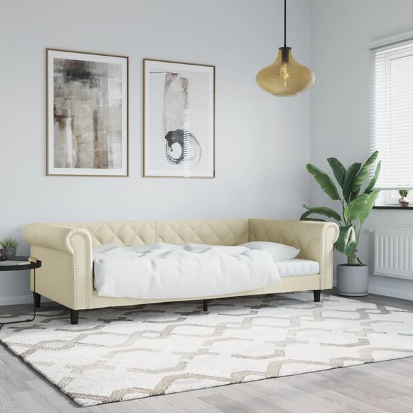 vidaXL Denná posteľ krémová 100x200 cm umelá koža