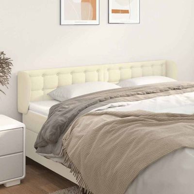 vidaXL Čelo postele so záhybmi krémový 203x23x78/88 cm umelá koža