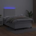 vidaXL Boxspring posteľ s matracom a LED biela 120x200 cm umelá koža