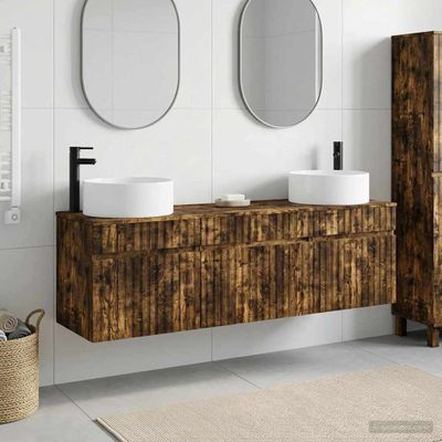 vidaXL Set kabinetov do kúpeľne 3 ks Dymový dub 49 x 44,5 x 65,5 cm