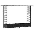 vidaXL Vyvýšený záhon s mriežkou a strechou Čierna 203 x 40 x 121 cm