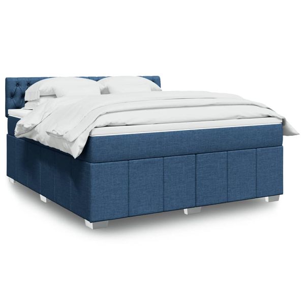 vidaXL Posteľný rám boxspring s matracom modrý 180x200 cm látka