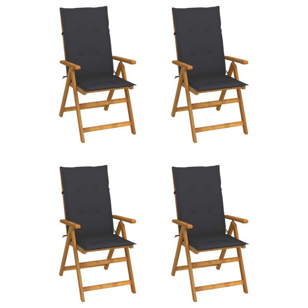 vidaXL Záhradné sklápacie stoličky 4 ks s podložkami akáciový masív