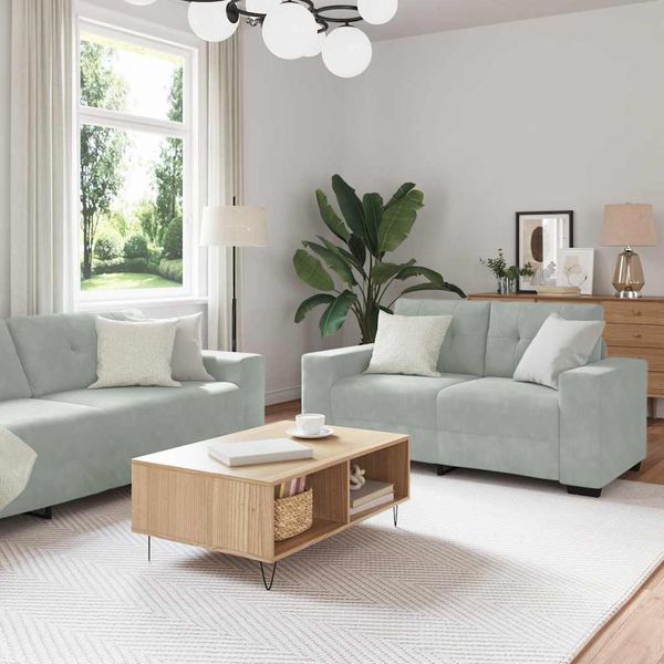 vidaXL Sada pohoviek 3 pcs Svetlosivá 221 x 80 x 80 cm Zamat