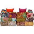 vidaXL 2-miestna modulárna taburetka, patchwork, látka