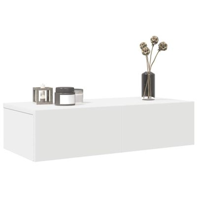 vidaXL Nástenná polica so zásuvkami Biela 60x26,5x15 cm Upravené drevo