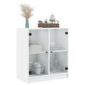 vidaXL Bočná skrinka so sklenenými dvierkami biela 68x37x75,5 cm