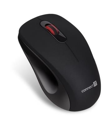 CONNECT IT "MUTE" bezdrátová optická tichá myš, USB, (+ 1x AA batéria zadarmo), čierna