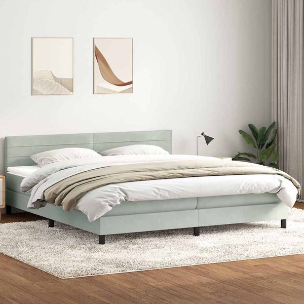 vidaXL Posteľný rám boxsping s matracom bledosivý 180x210 cm zamat