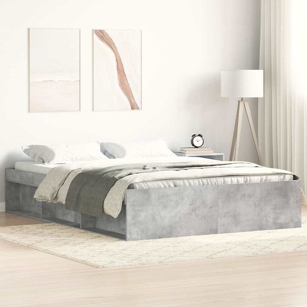 vidaXL Rám postele betónový sivý 150x200 cm king size