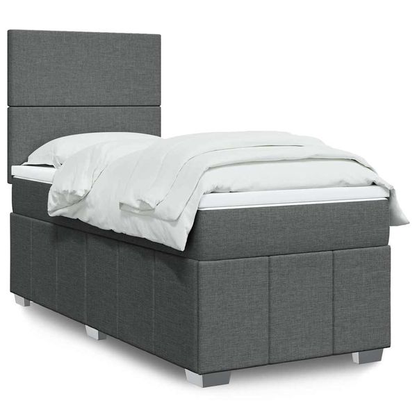 vidaXL Posteľný rám boxsping s matracom tmavosivý 80x200 cm látka