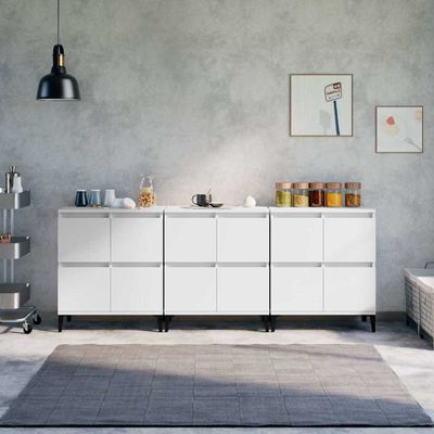 vidaXL Komody 3 ks biele 60x35x70 cm kompozitné drevo