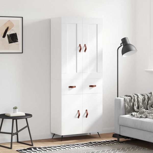 vidaXL Vysoká skrinka biela 69,5x34x180 cm spracované drevo