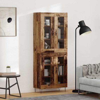 vidaXL Highboard Staré drevo 69,5 x 34 x 180 cm Kompozitné drevo