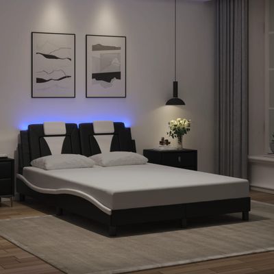 vidaXL Rám postele, Viana, s LED bez matraca, čierno biely 120x200cm