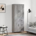 vidaXL Vysoká skrinka sivý dub sonoma 69,5x34x180 cm spracované drevo