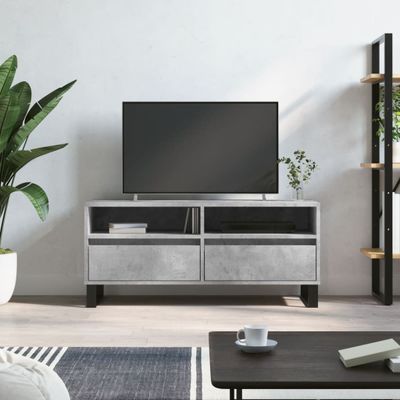 vidaXL TV skrinka betónová sivá 100x34,5x44,5 cm spracované drevo