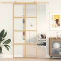 vidaXL Posuvné dvere zlaté 90x205 cm číre ESG sklo a hliník