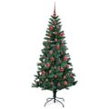 vidaXL Umelý predsvietený vianočný stromček Zelená 150 cm PVC a kov