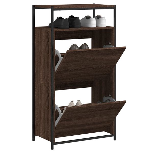 vidaXL Botník hnedý dub 60x34x112 cm kompozitné drevo