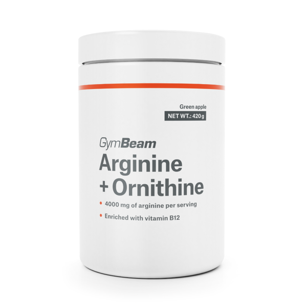Arginín + Ornitín - GymBeam, zelené jablko, 420 g, práškový