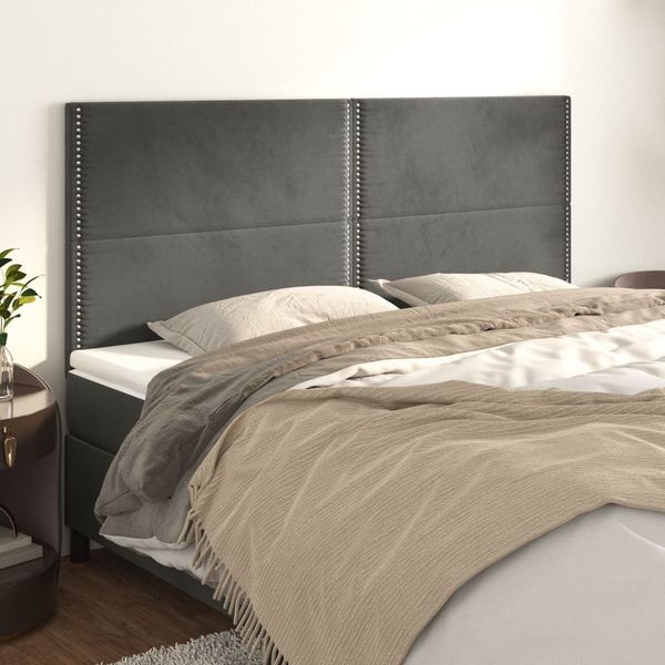 vidaXL Čelo postele tmavosivé 160x5x118/128 cm zamatové