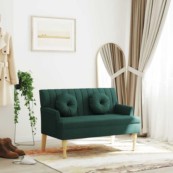 vidaXL Lavička s vankúšmi tmavozelená 113x64,5x75,5 cm látka