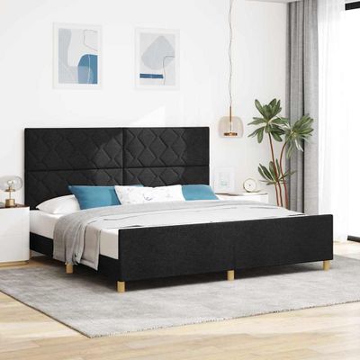 vidaXL Rám postele s čelnou doskou Čierna 200 x 200 cm látka